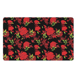 Black And Red Roses Floral Print Polyester Doormat