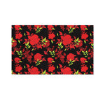 Black And Red Roses Floral Print Polyester Flag