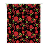 Black And Red Roses Floral Print Polyester Shower Curtain