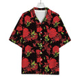 Black And Red Roses Floral Print Rayon Hawaiian Shirt