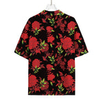 Black And Red Roses Floral Print Rayon Hawaiian Shirt