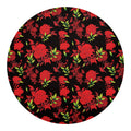 Black And Red Roses Floral Print Round Blanket