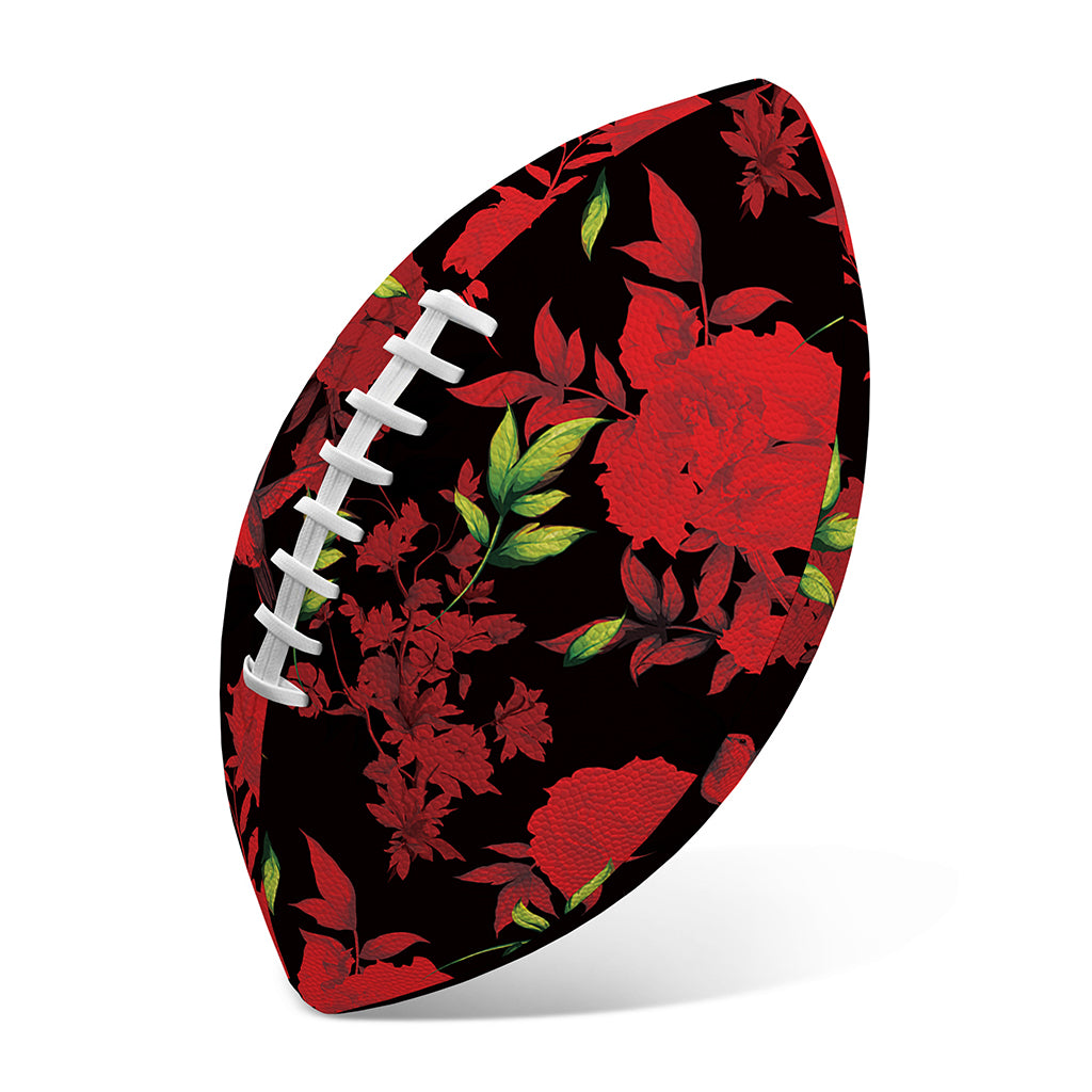 Black And Red Roses Floral Print Rugby Ball