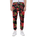 Black And Red Roses Floral Print Joggers