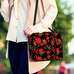 Black And Red Roses Floral Print Shoulder Strap Bible Bag