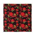 Black And Red Roses Floral Print Silk Bandana