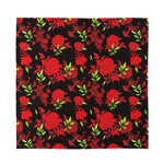 Black And Red Roses Floral Print Silk Bandana