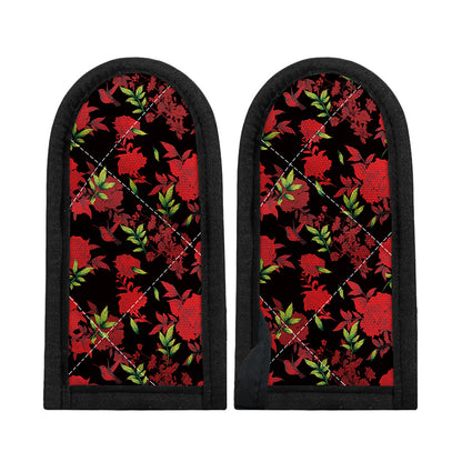 Black And Red Roses Floral Print Skillet Handle Cover