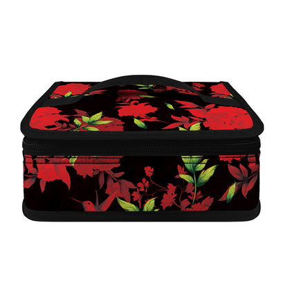 Black And Red Roses Floral Print Small Lunch Bag