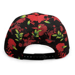 Black And Red Roses Floral Print Snapback Cap