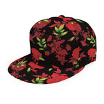 Black And Red Roses Floral Print Snapback Cap