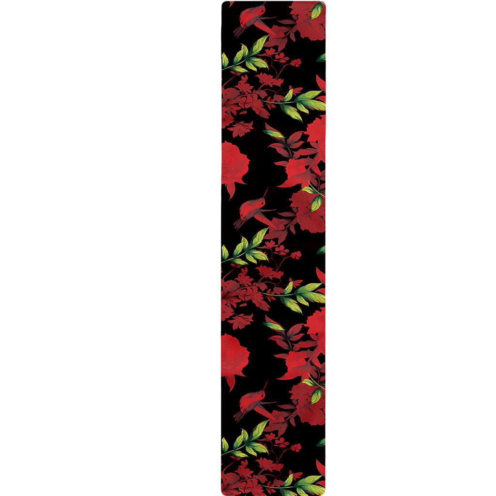 Black And Red Roses Floral Print Table Runner