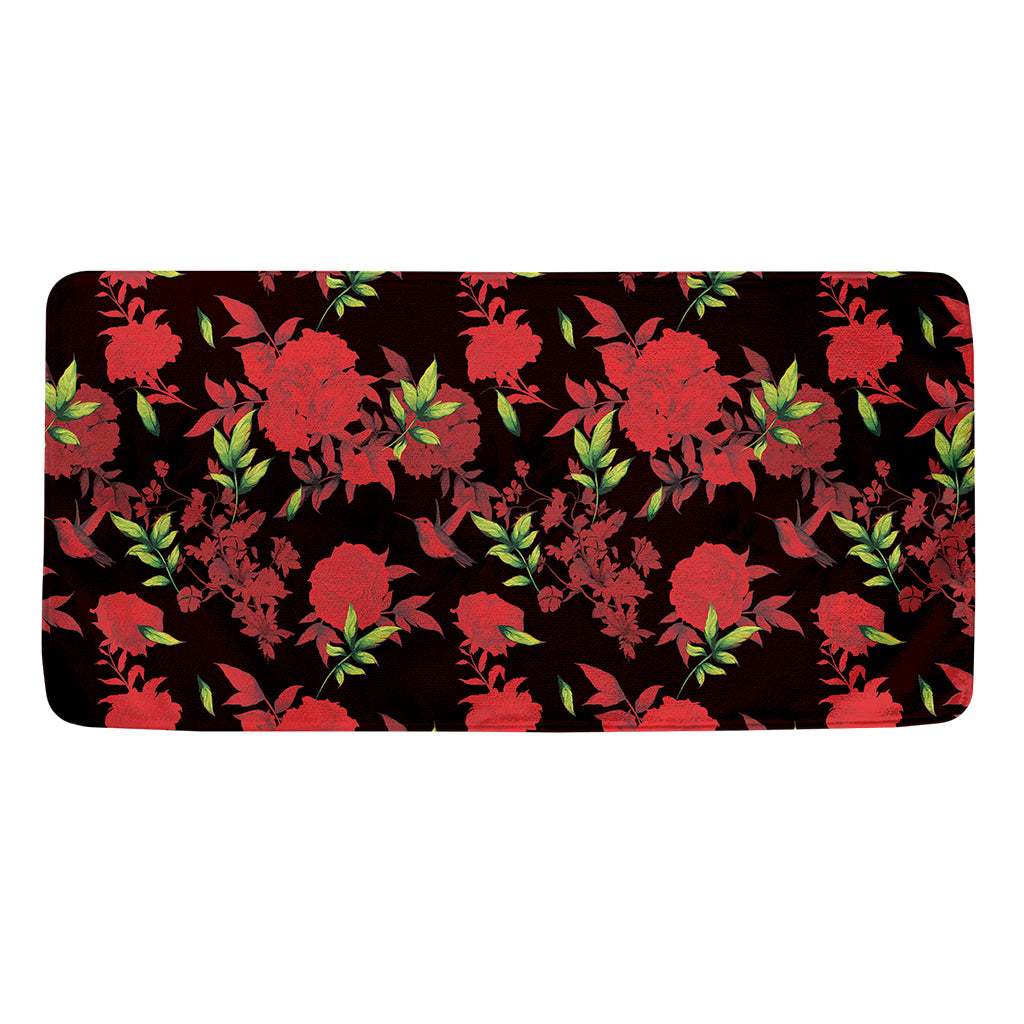 Black And Red Roses Floral Print Towel