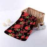 Black And Red Roses Floral Print Towel