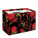 Black And Red Roses Floral Print Utility Tote Bag