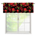 Black And Red Roses Floral Print Window Valance