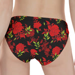 Black And Red Roses Floral Print Women's Panties