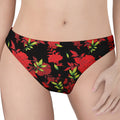 Black And Red Roses Floral Print Women's Thong