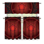 Black And Red Satanic Pentagram Print 3 Piece Kitchen Curtains