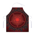 Black And Red Satanic Pentagram Print Adjustable Apron