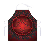 Black And Red Satanic Pentagram Print Adjustable Apron