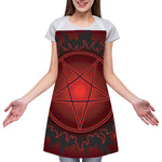 Black And Red Satanic Pentagram Print Adjustable Apron