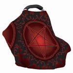Black And Red Satanic Pentagram Print Baby Seat Cover