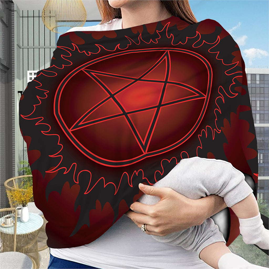 Black And Red Satanic Pentagram Print Baby Seat Cover