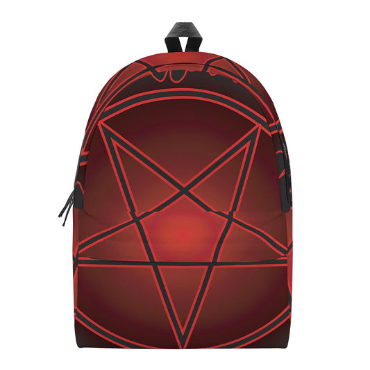 Black And Red Satanic Pentagram Print Backpack