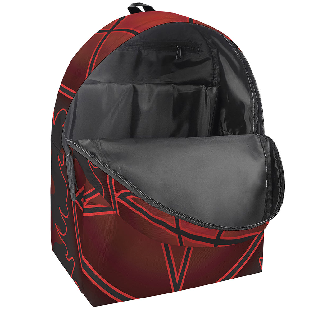 Black And Red Satanic Pentagram Print Backpack