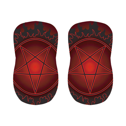 Black And Red Satanic Pentagram Print Bar Stool Covers