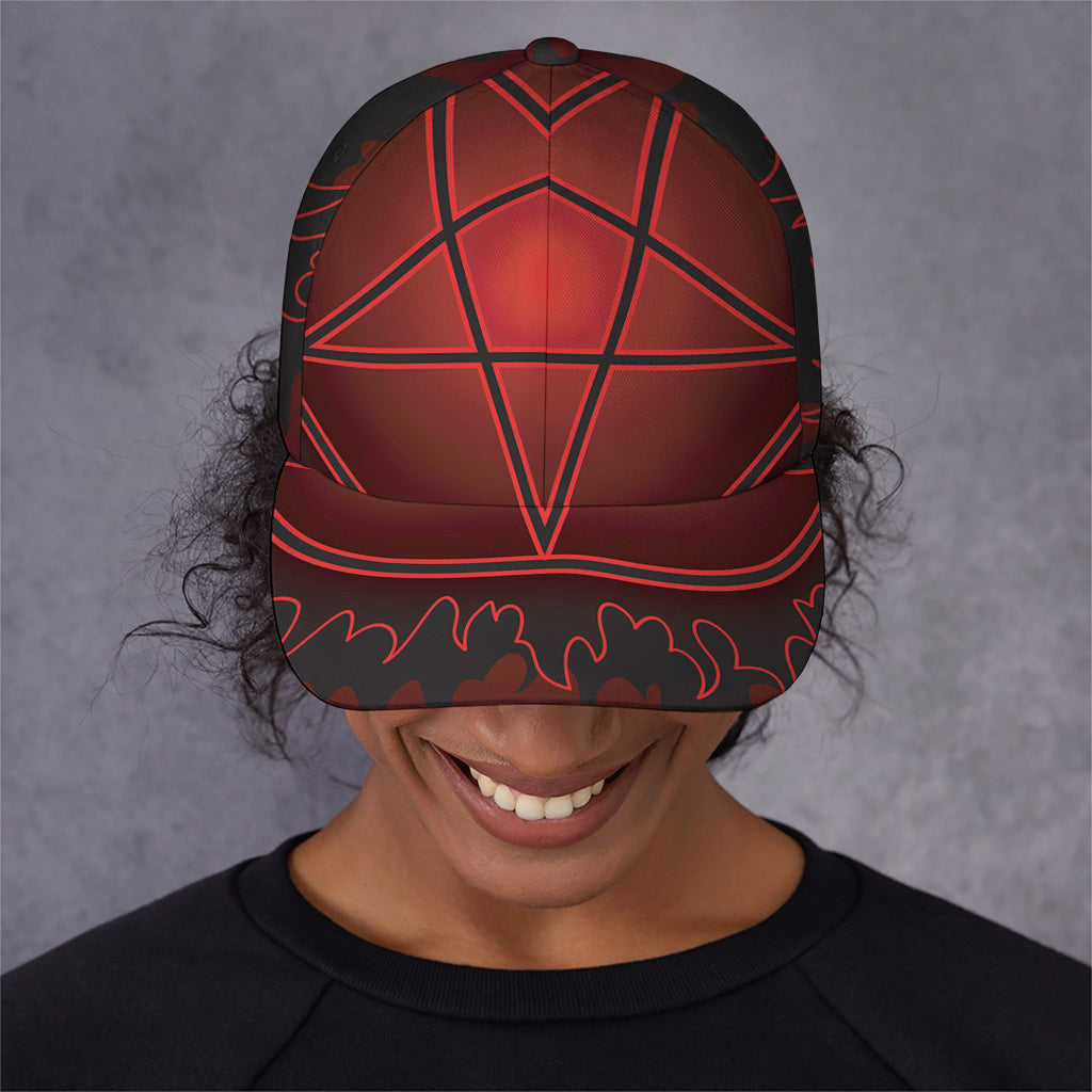 Black And Red Satanic Pentagram Print Baseball Cap