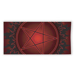 Black And Red Satanic Pentagram Print Beach Towel