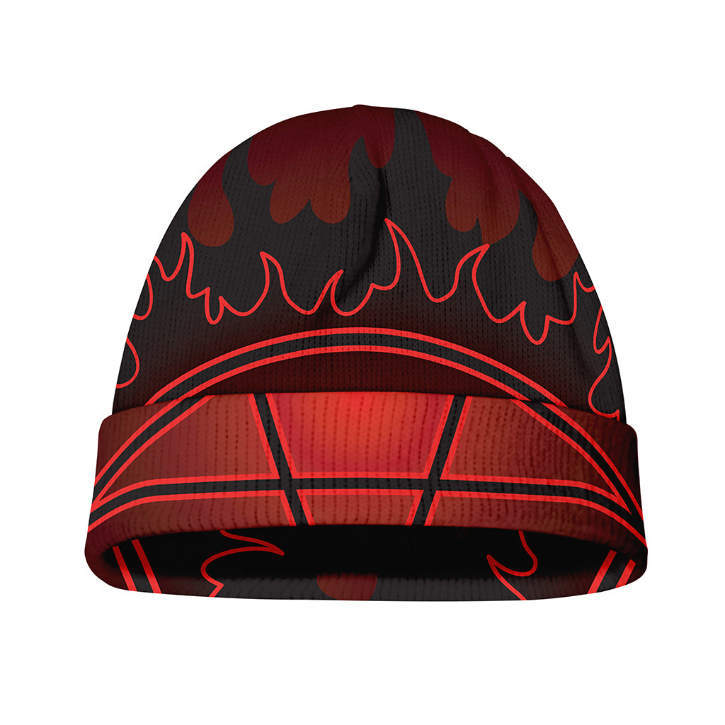 Black And Red Satanic Pentagram Print Beanie