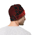 Black And Red Satanic Pentagram Print Beanie