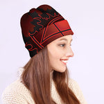 Black And Red Satanic Pentagram Print Beanie