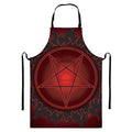 Black And Red Satanic Pentagram Print Bib Apron With Pocket