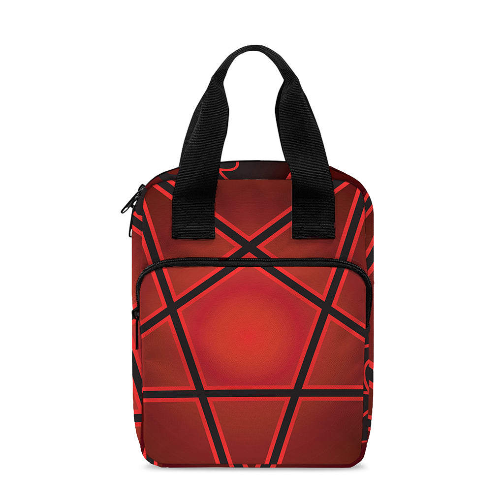 Black And Red Satanic Pentagram Print Bible Tote Bag