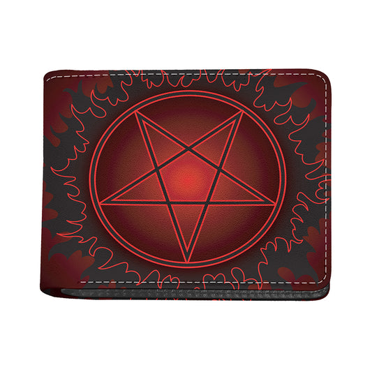 Black And Red Satanic Pentagram Print Bifold Wallet