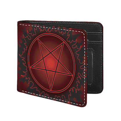 Black And Red Satanic Pentagram Print Bifold Wallet