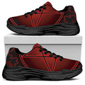 Black And Red Satanic Pentagram Print Black Chunky Shoes