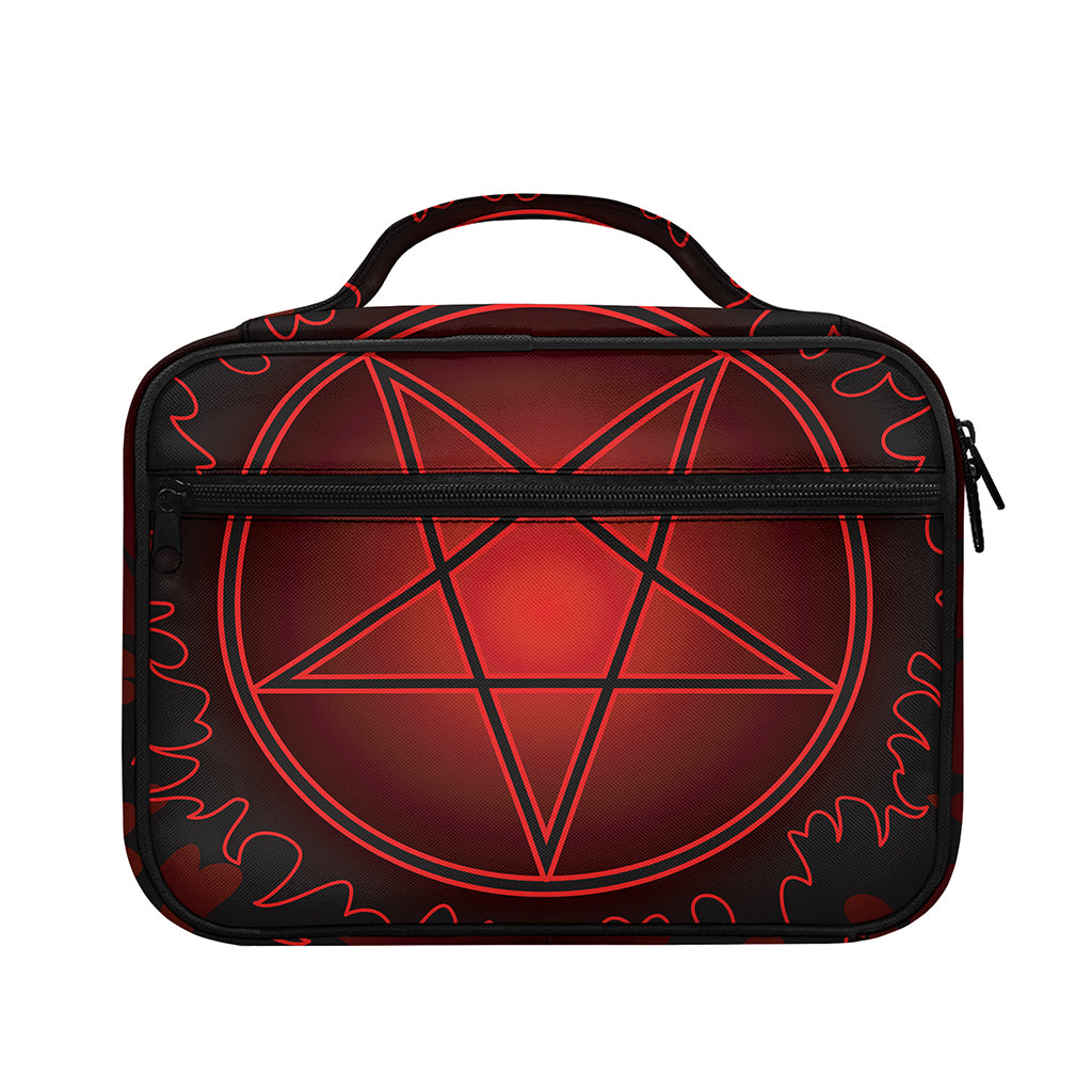 Black And Red Satanic Pentagram Print Briefcase Bible Bag