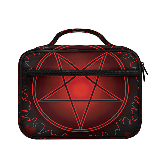 Black And Red Satanic Pentagram Print Briefcase Bible Bag