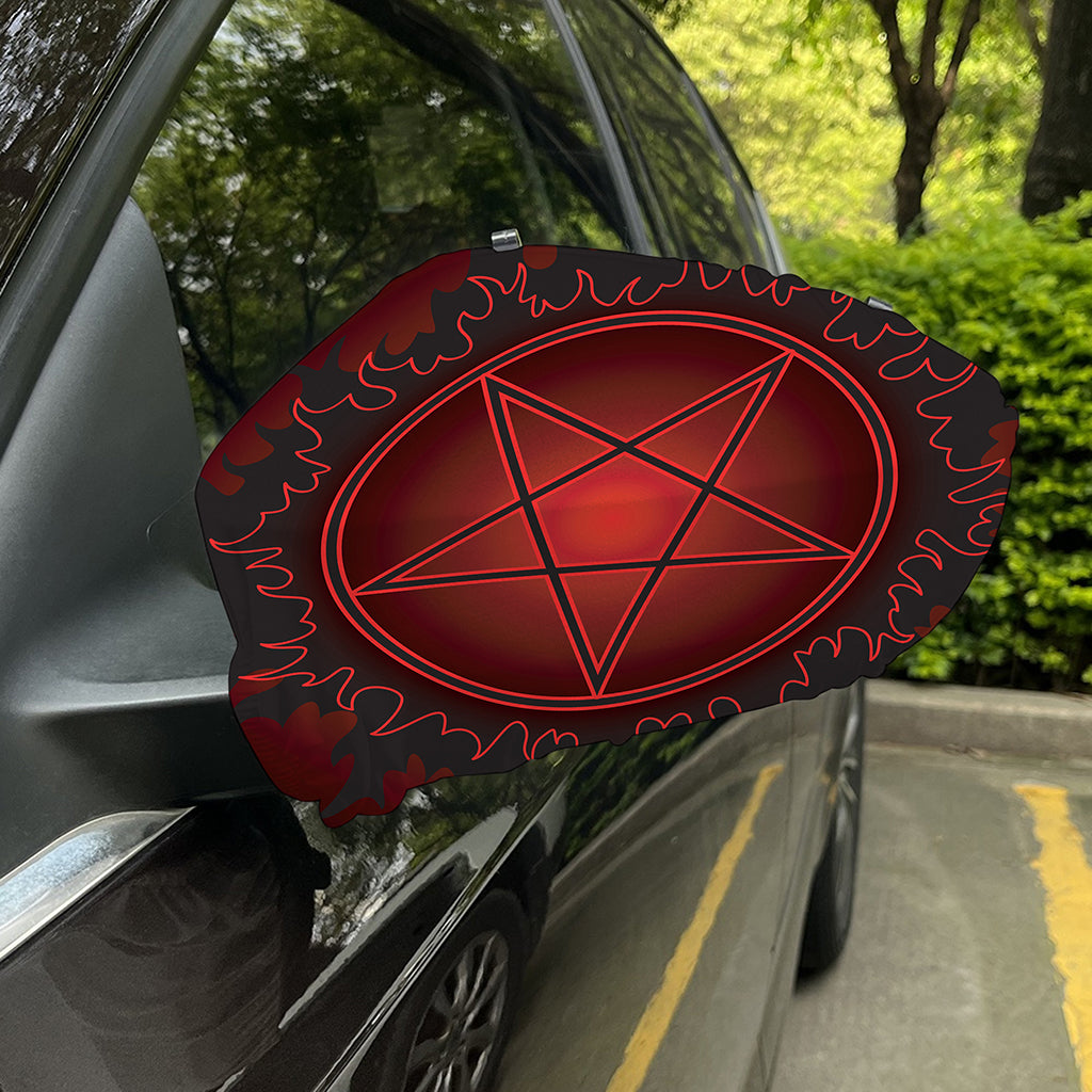 Black And Red Satanic Pentagram Print Car Side Mirror Covers