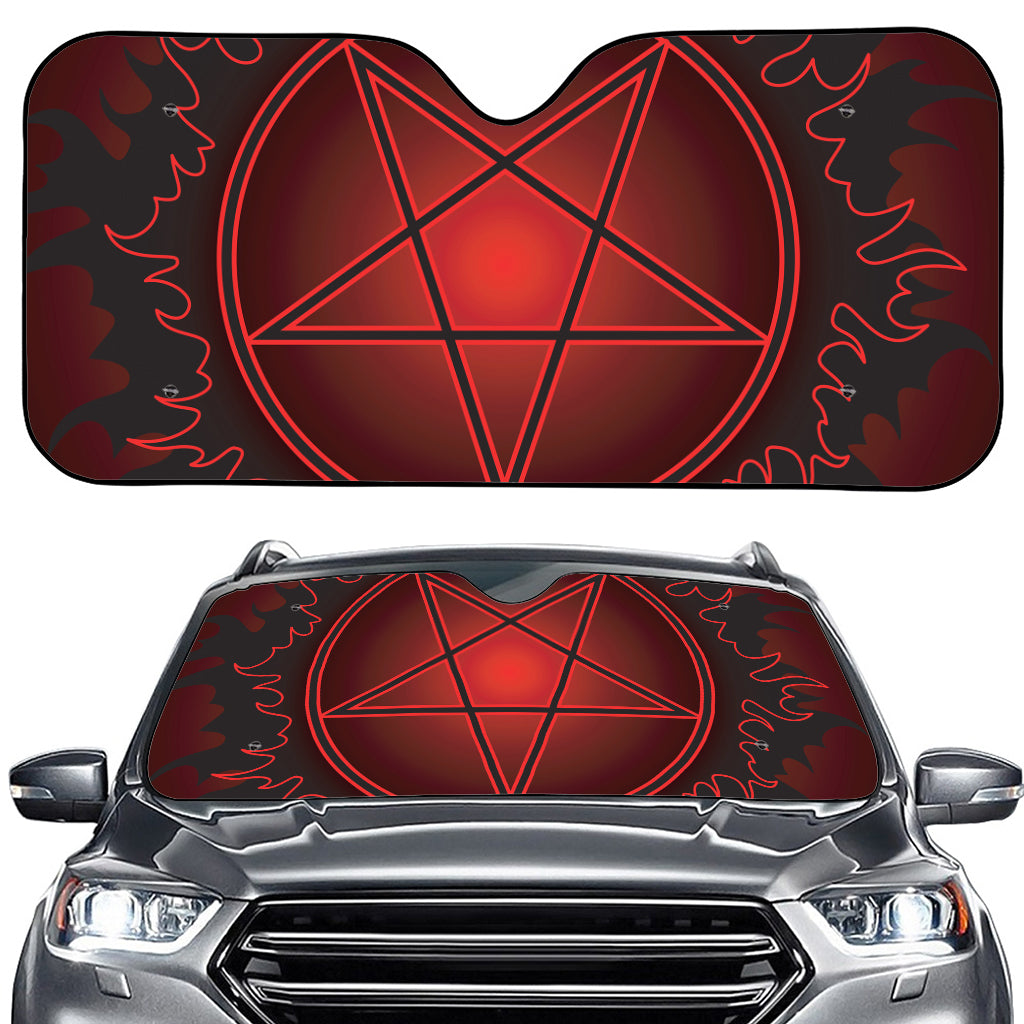 Black And Red Satanic Pentagram Print Car Windshield Sun Shade