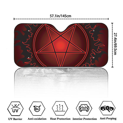 Black And Red Satanic Pentagram Print Car Windshield Sun Shade