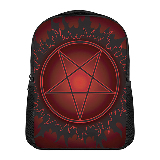 Black And Red Satanic Pentagram Print Casual Backpack