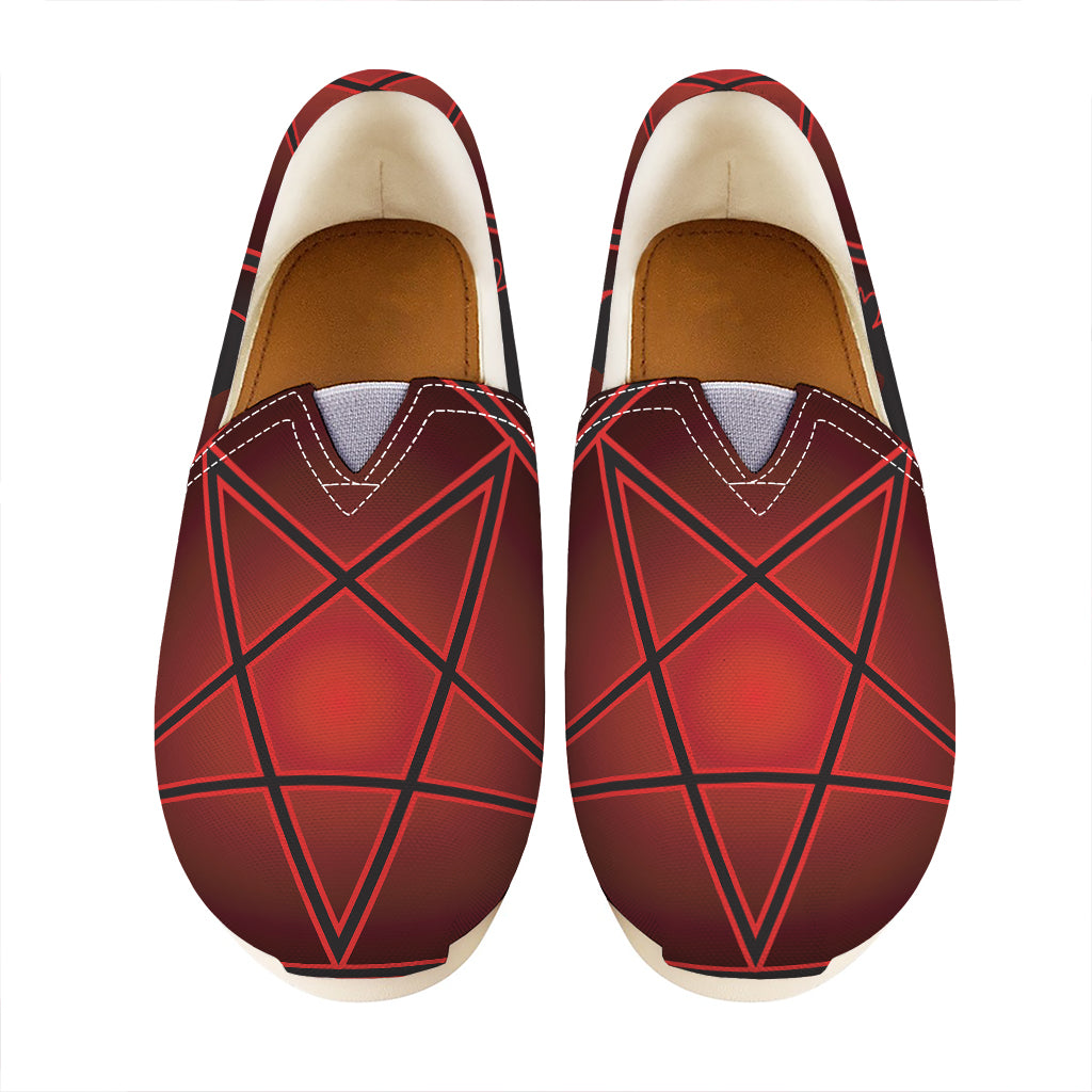 Black And Red Satanic Pentagram Print Casual Shoes