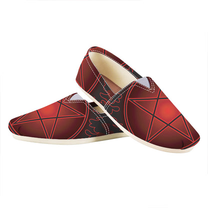 Black And Red Satanic Pentagram Print Casual Shoes