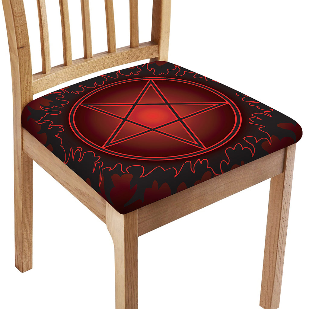 Black And Red Satanic Pentagram Print Chair Cushion Cover